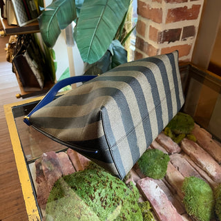 FENDI Pequin Stripe Coated Canvas Hobo Bag
