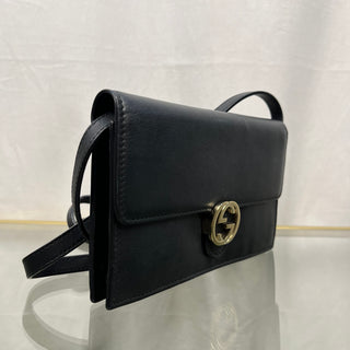 GUCCI Interlocking GG Icon Black Wallet on Chain TS3794