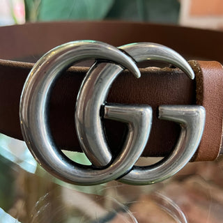 GUCCI Marmont Brown Raw Leather Belt  Sz 65/31