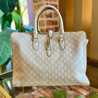 GUCCI Piston Guccissima White Leather Tote