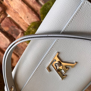 LOUIS VUITTON Lockme Clutch Light Blue Grained Calfskin Leather Shoulder Bag