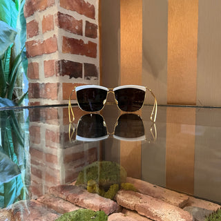 DIOR So Electra 266NR White/Gold Square Sunglasses