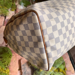 LOUIS VUITTON Speedy 30 Damier Azur Canvas Satchel