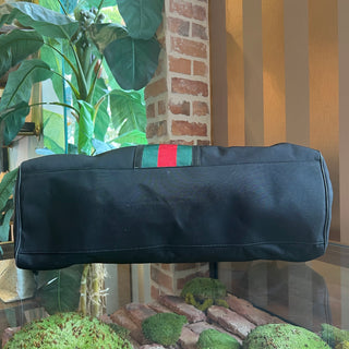 GUCCI Black Techno Web Stripe Canvas Duffel Bag