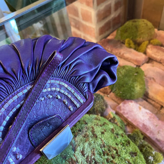 CHRISITAN DIOR Purple Plisse Lambskin Leather Clutch