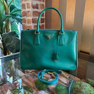 PRADA Green Patent Saffiano Lux Tote