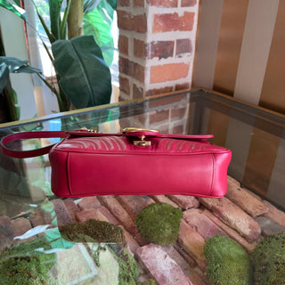 GUCCI GG Marmont Red Matelassé Calfskin Leather Shoulder Bag