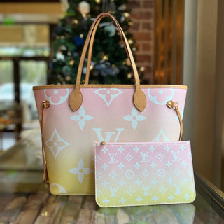 LOUIS VUITTON Neverfull MM Light Pink By The Pool Giant Monogram Tote Bag