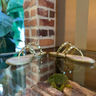 VALENTINO Gold Glitter Rockstud Jelly Sandals SZ 36 (US 6)