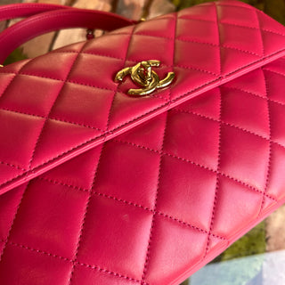CHANEL Pink Quilted Lambskin Leather Medium Trendy CC Top Handle