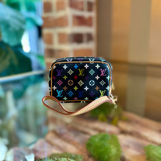 LOUIS VUITTON X TAKASHI MURAKAMI Black Monogram Multicolore Wapity Case