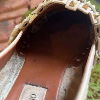 VALENTINO Cream Leather Rockstud Espadrilles SZ 35 (US 5)