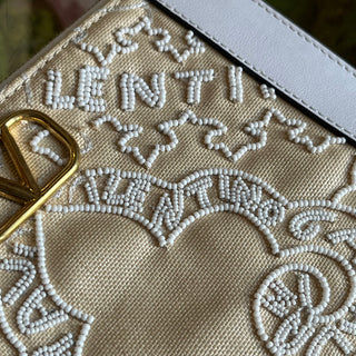 VALENTINO White Beaded Pouch Bag