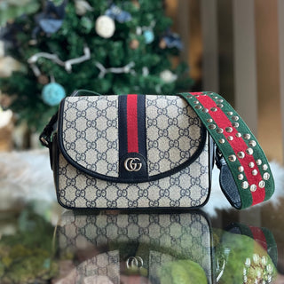 GUCCI Ophidia Messenger Navy GG Supreme Canvas Crossbody