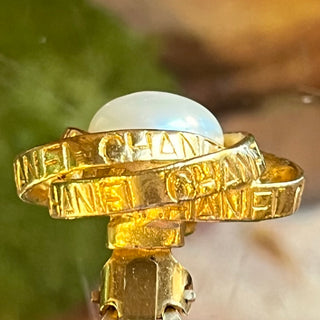 CHANEL Gold Tone Faux Pearl Twist Clip On Earrings