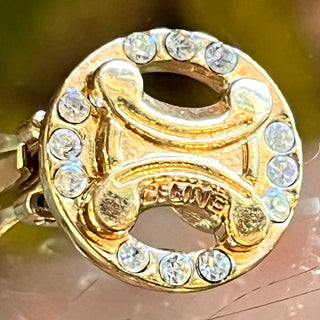 CELINE Gold Tone Triomphe Clip On Earrings