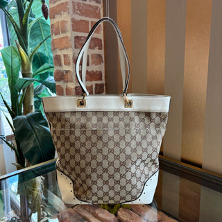 GUCCI Beige GG Canvas Tote Bag