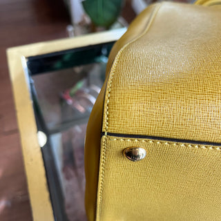 FENDI 2Jours Elite Medium Yellow Saffiano Leather Two Way Top Handle