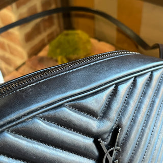 SAINT LAURENT Lou Black Calfskin Leather Camera Crossbody Bag