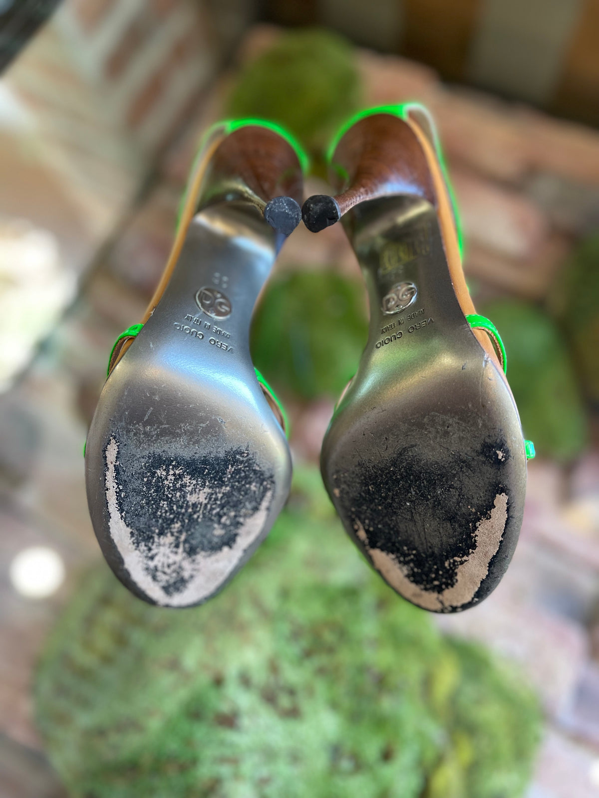 DOLCE &amp; GABANA Lime Green Strappy Heels