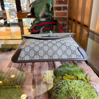 GUCCI Neo Vintage Flap Messenger  Beige GG Supreme Monogram Web Crossbody Bag