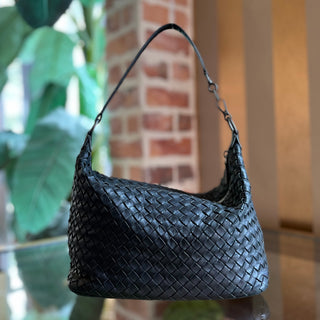 BOTTEGA VENETA Black Intrecciato Nappa Hobo Bag