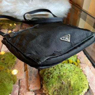 PRADA Flat Double Sided Black Nylon Crossbody Bag
