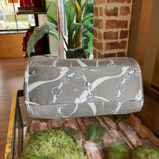 CELINE Vintage Gray White Printed Macadam Duffle Bag