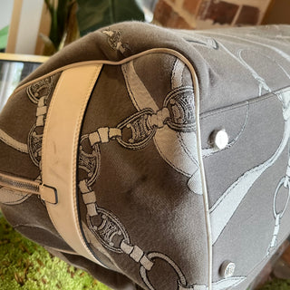CELINE Vintage Gray White Printed Macadam Duffle Bag
