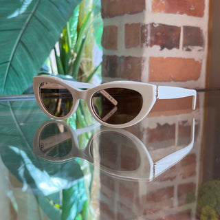SAINT LAURENT SLM15 Ivory Acetate Cat Eye Sunglasses