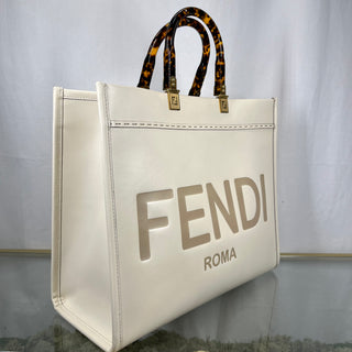 FENDI Sunshine Medium White Ice Shopper Tote