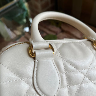 DIOR Groove 20 Dusty Ivory Calfskin Macrocannage Satchel Bag