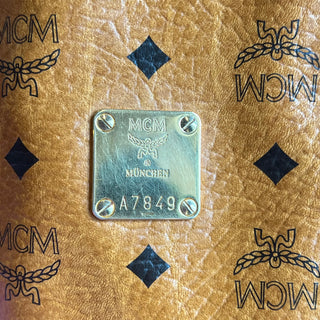 MCM Cognac Visetos Monogram Coated Canvas Tote Bag