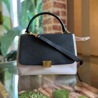 CELINE Small Tri-Color Black & Pink Smooth Calfskin and Nubuck Tote Bag