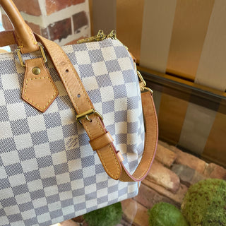 LOUIS VUITTON Speedy Bandouliere 35 Damier Azur Canvas Satchel