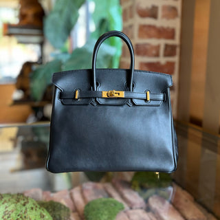 HERMES Birkin 25 Noir Swift Top Handle