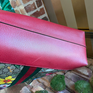 GUCCI Large Red Supreme GG Flora Coated Canvas Ophidia Tote Bag