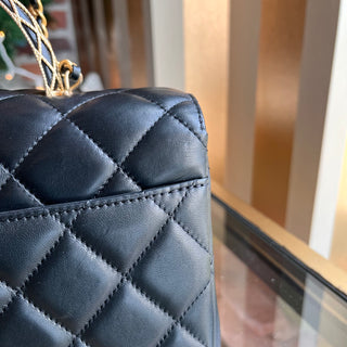 CHANEL Twist Flap Black Lambskin Top Handle Bag