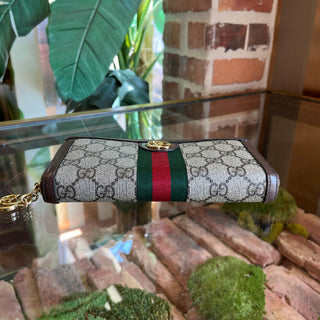 GUCCI Ophidia GG Supreme Monogram Canvas Zip-Around Wallet