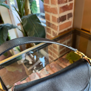 CHRISTIAN DIOR Saddle Black Leather Vintage Double Shoulder Bag