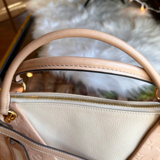 LOUIS VUITTON V MM Beige Rose Creme Monogram Empreinte Leather Tote Bag