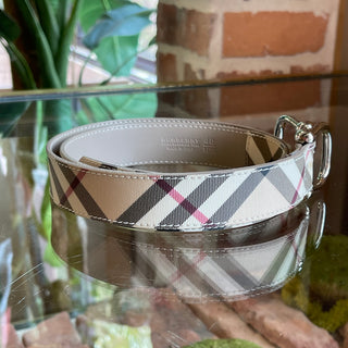 BURBERRY Nova Check Beige Canvas Belt