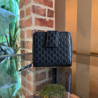 GUCCI Microguccissima Black Leather Compact Wallet