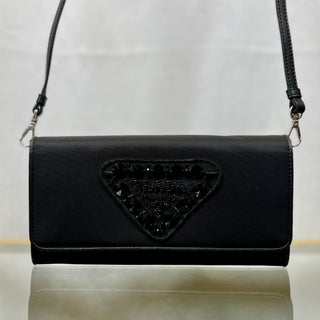 PRADA Black Tessuto Nylon Beaded Wallet on Chain