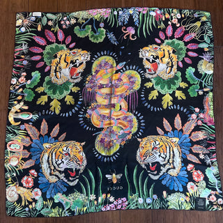 GUCCI Tiger & Kingsnake Silk Scarf