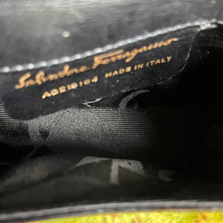 SALVATORE FERRAGAMO Vara Bow Black Patent Leather Clutch Bag
