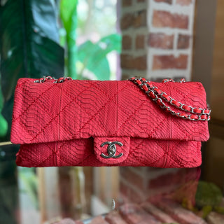 CHANEL Red Matte Python Ultimate Stitch Jumbo Flap Bag ADI1067