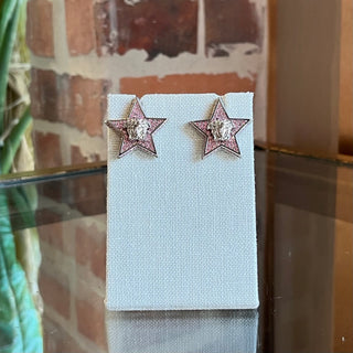 VERSACE Pink Medusa Crystal Embellished Stud Earrings