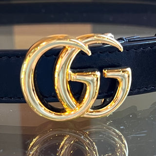 GUCCI Small GG Marmont Black Leather Belt 70/28 (US 24)