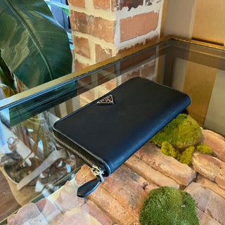 PRADA Black Nylon Zip Around Wallet